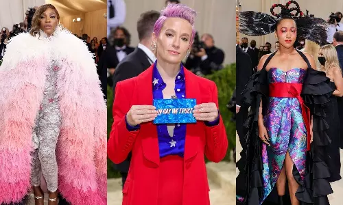 Serena Williams (left), Megan Rapinoe and Naomi Osaka at the Met Gala 2021