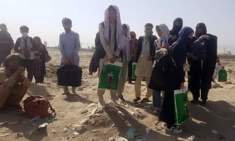 Afghan women footballers and their families escaping the country (Source: AP)