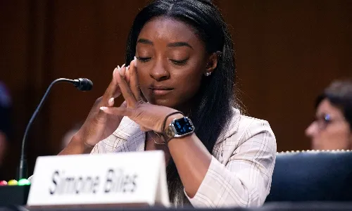 Simone Biles at Larry Nassar trial (Source: Rolling Stone)