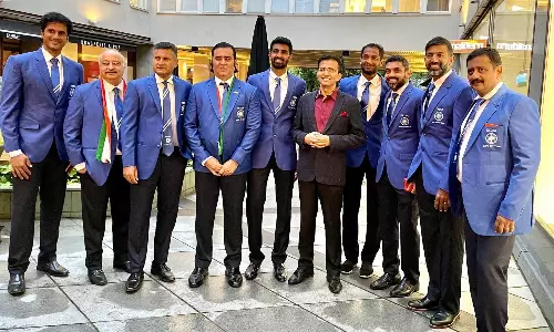 Indian tennis team at Davis Cup in Finland (Source: Sunder Iyer/Twitter)