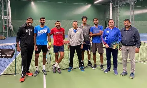 The Indian Davis Cup team ahead of their tie against Finland at Helsinki