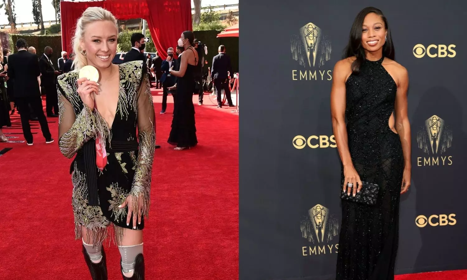 Jessica Long (left) and Allyson Felix at the 2021 Emmy Awards