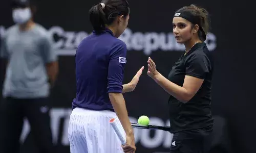 Sania Mirza and Zhang Shuai at the Ostrava Open