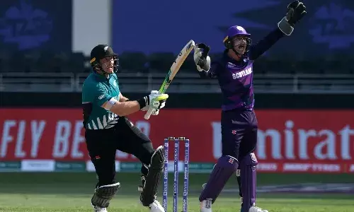 Scotland wicketkeeper Mathew Cross against New Zealand at the T20 World Cup (Source: ICC/Twitter)