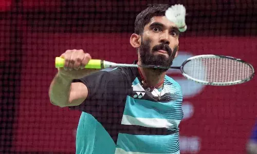 Indian shuttler Kidambi Srikant at 2021 HYLO Open
