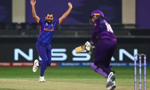 Indias Mohammed Shami in action against Scotland at T20 World Cup (Source: T20 World Cup/Twitter)