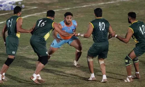India vs Pakistan during the 2020 Kabaddi World Cup Finals