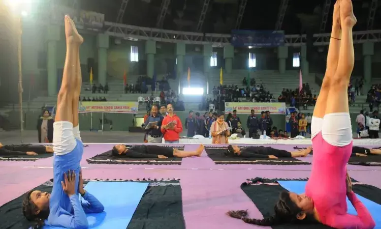 Youngsters participating in National Yoga Sports competition (Source: TOI)