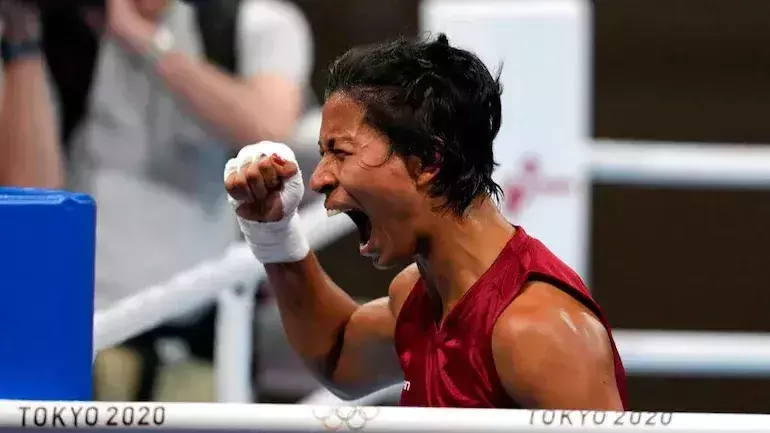 Lovlina Borgohain after winning the quarterfinals at the Tokyo Olympics (Source: Reuters) Lovlina Borgohain after winning the quarterfinals at the Tokyo Olympics (Source: Reuters)