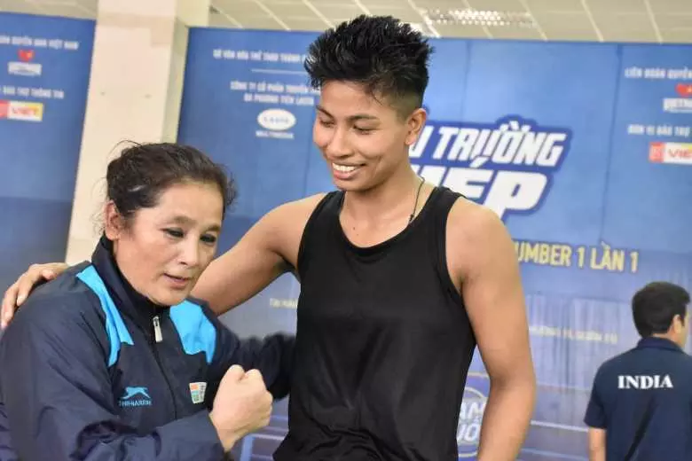 Lovlina Borgohain with her coach, Sandhya Gurung (Source: EastMojo) Lovlina Borgohain with her coach, Sandhya Gurung (Source: EastMojo)