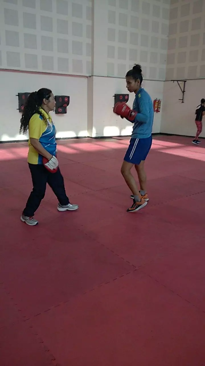 Lovlina trains with Sandhya (Source: EastMojo) Lovlina trains with Sandhya (Source: EastMojo)