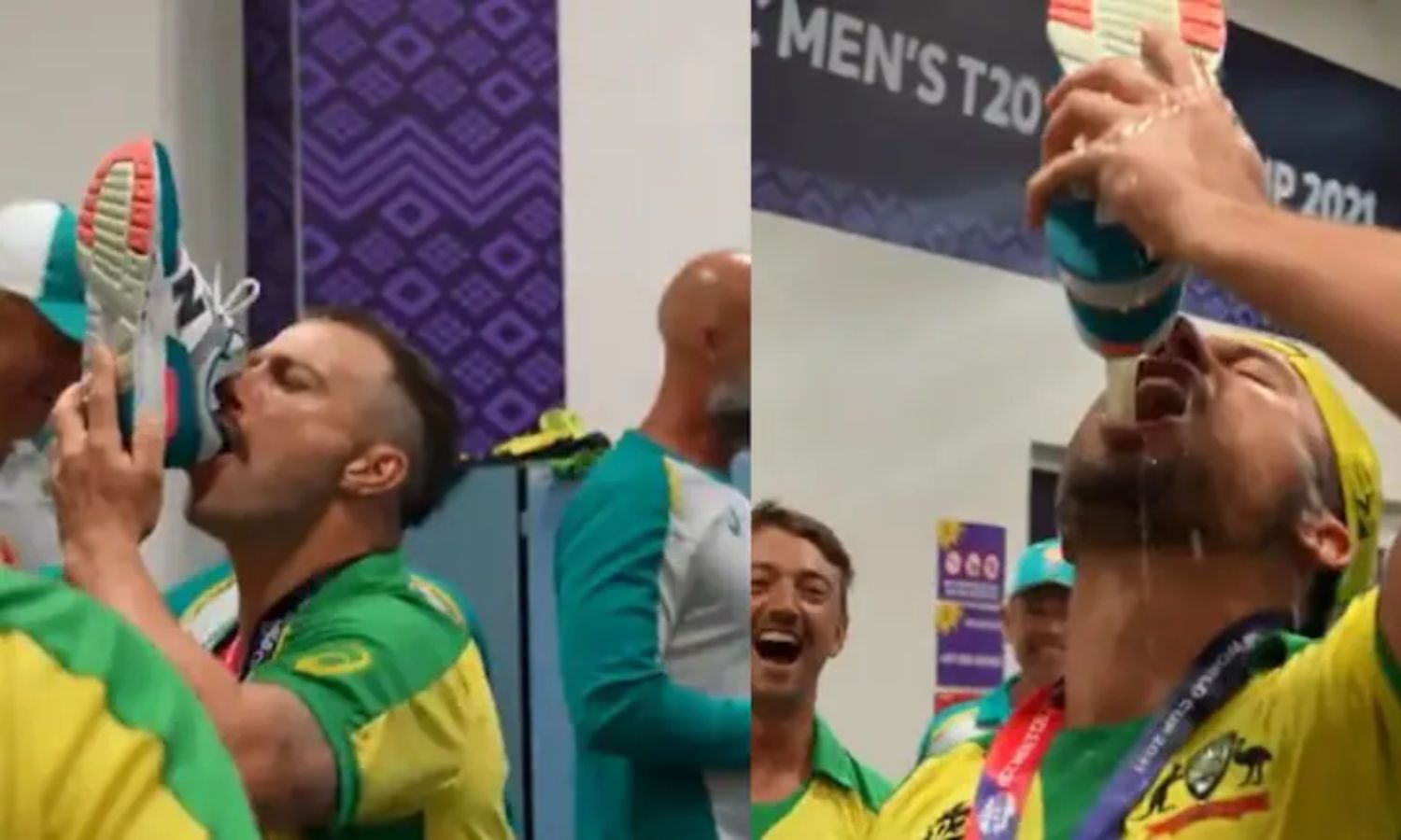 Australian dressing room does the shoey after winning the T20 World Cup ...