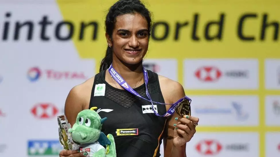 PV Sindhu with the World Championship gold in 2019 (Source: BWF)