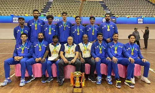 Indian mens basketball team after winning the SABA Championships (Source- BFI/Twitter)