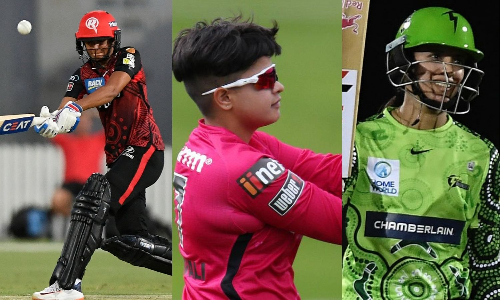 Indian cricketers Harmanpreet Kaur, Shafali Verma and Smriti Mandhana at the WBBL Indian cricketers Harmanpreet Kaur, Shafali Verma and Smriti Mandhana at the WBBL