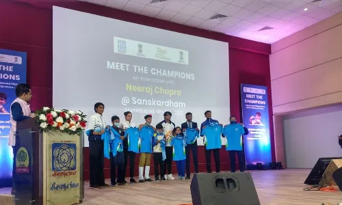 Neeraj Chopra launches outreach programme, interacts with school children in Ahmedabad
