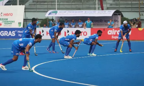 Indian hockey team in action against Bangladesh at Asian Champions Trophy (Source: Hockey India/Twitter)