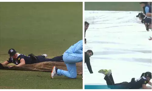 Ellyse Perry puts her body on line to protect pitch: Watch