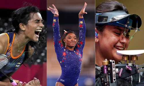 Shuttler P V Sindhu, gymnast Simone Biles and para shooter Avani Lekhara Shuttler P V Sindhu, gymnast Simone Biles and para shooter Avani Lekhara