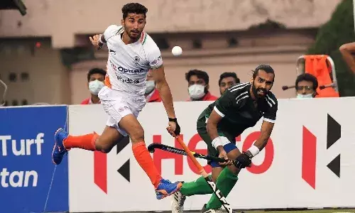 India in action against Pakistan in Asian Champions Trophy (Source: Hockey India)