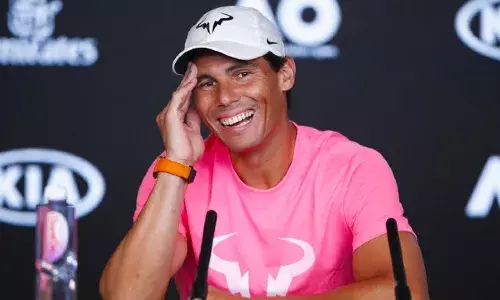 Rafael Nadal at a press conference in Australia