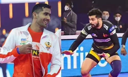 Rakesh HS Gujarat Giants Ankit Beniwal Telugu Titans