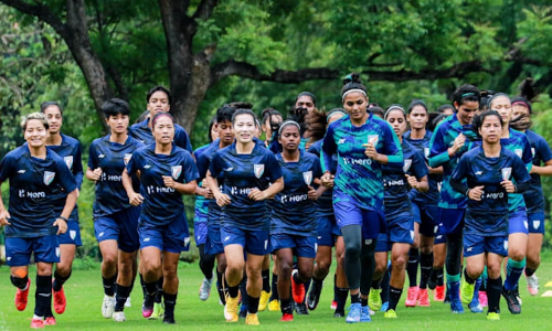The Indian womens football team training for the Asian Cup (Source: Olympics)