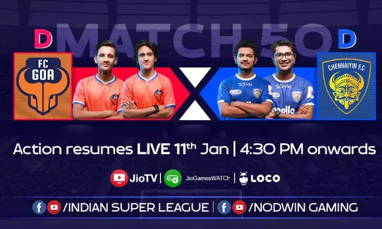 eISL 2021-22: Chennaiyin FC go second after 1-1 draw against FC Goa eISL 2021-22: Chennaiyin FC go second after 1-1 draw against FC Goa