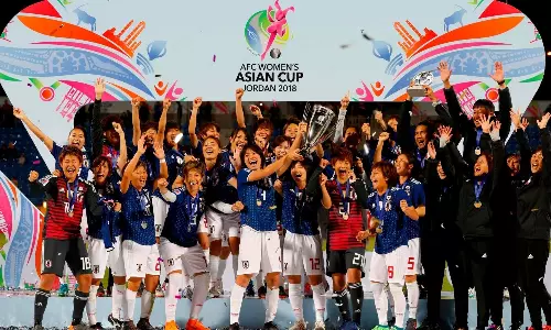 Defending champions Japan after winning the 2018 Womens Asian Cup title (Source: JapanTimes)