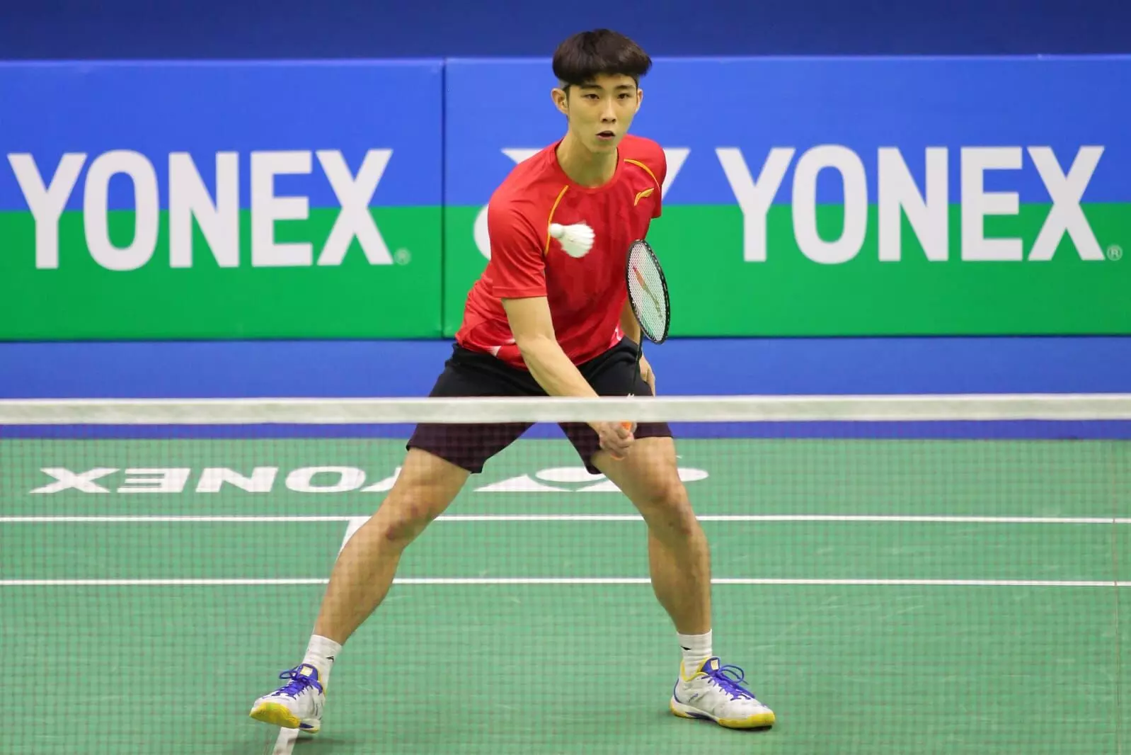 Loh Kean Yew in action at the India Open 2022 (Source: BAI)