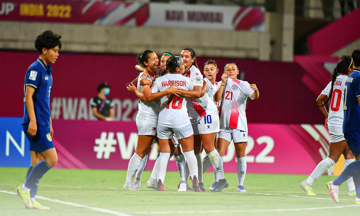 Philippines celebrating their winner; Via AFC Media