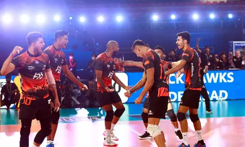 Hyderabad Black Hawks beat Kochi Blue Spikers by 4-1 (Source: Prime Volleyball/Twitter)