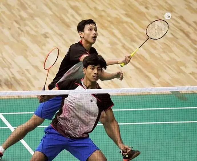 Manjit (at the backcourt) and Dingku (at the net) in action (Source: Ritu Raj Konwar)
