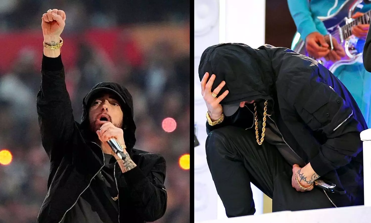 WATCH: Eminem takes the knee in protest during NFL Super Bowl