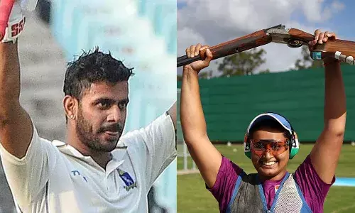 Indian cricketer Manoj Tiwary and shooter Shreyasi Singh