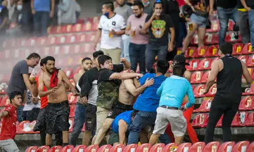Football fans get into an ugly brawl during a Liga MX match in Mexico
