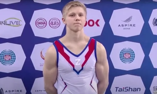 Russian gymnast Ivan Kuliak displaying letter Z on his chest(Source: Al Jazeera) Russian gymnast Ivan Kuliak displaying letter Z on his chest(Source: Al Jazeera)