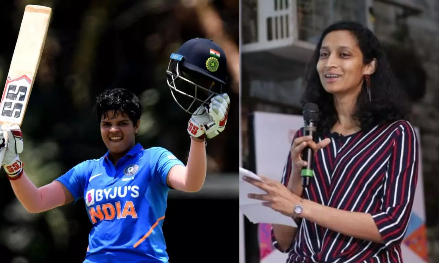 Young Indian cricket star Shafali Verma and cricket commentator Snehal Pradhan