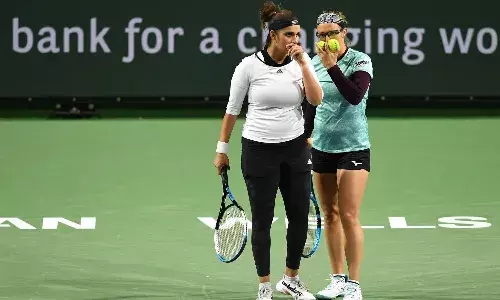 Sania Mirza and Kristen Flipkens at Indian Wells (Source: Indian Tennis Daily/Twitter)