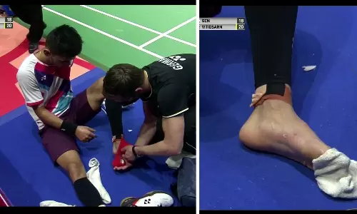 Lakshya Sen gets troubled by blister injury in the finals of the German Open 2022 against Kunlavut Viditsarn