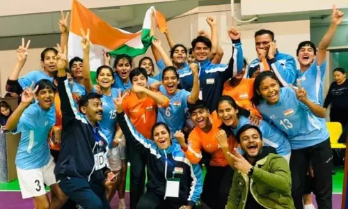 The Indian womens junior handball team The Indian womens junior handball team