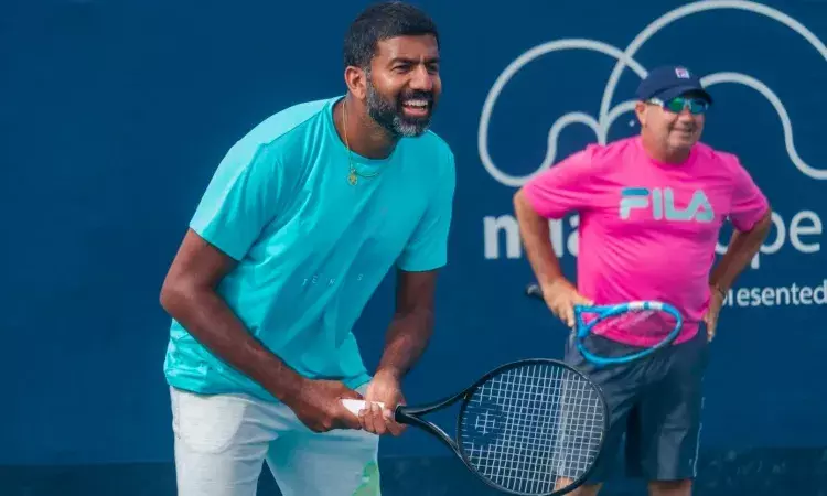 Rohan Bopanna during a practice session at the Miami Open (Source: Indian Tennis Daily)