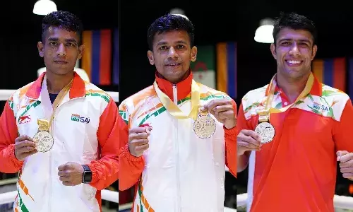 Govind Sahani, Ananta Chopde and Sumit Kundu Boxing