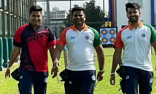 Abhishek Verma, Rajat Chauhan and Aman Saini Archery
