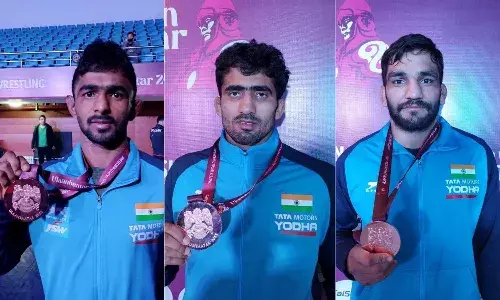 Arjun Halakurki, Neeraj and Sunil Kumar Wrestling