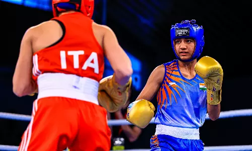 Boxer Nitu Ghangas in action (Source: Boxing Federation of India)