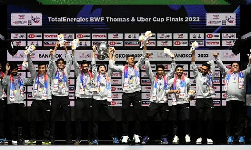 Sports Ministry, BAI announce Rs one crore each for victorious Indian mens badminton team