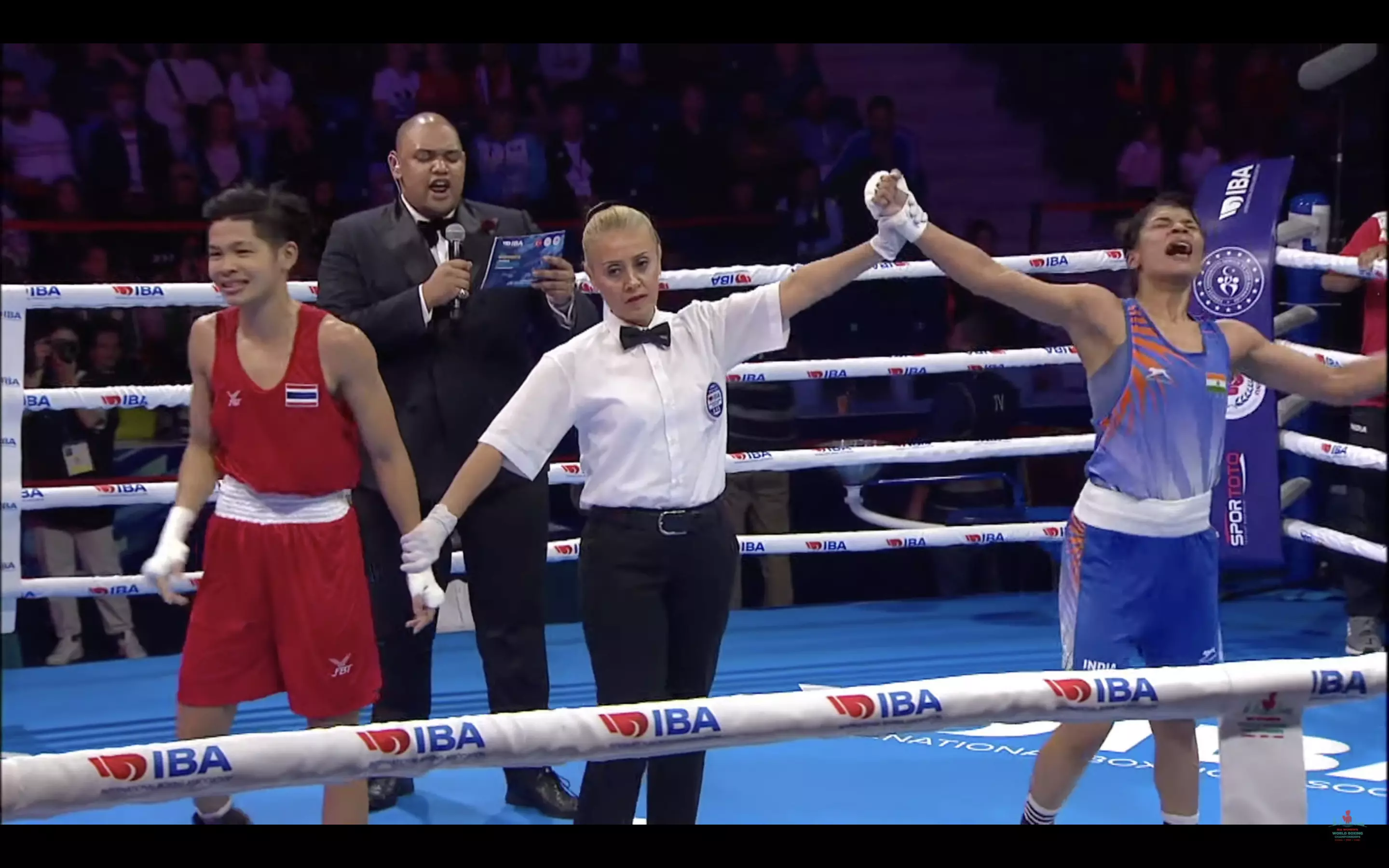 Nikhat Zareen crowned World Champion. (Source: Screengrab)