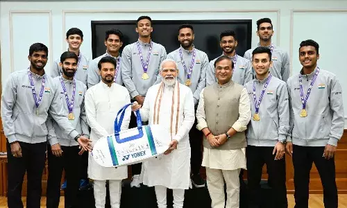 Thomas Cup-winning team PM Modi