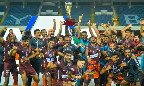 Gokulam Kerala FC with the I-League trophy
